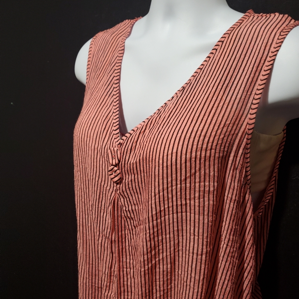 India Boutique Sleeveless V-neck Asymmetric Striped Blouse Tank Top Size OS NWT